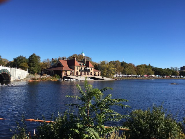 Harvard's Newell Boathouse...we tried to stop here once for a bathroom break and their sprinklers to keep the geese away turned on!!