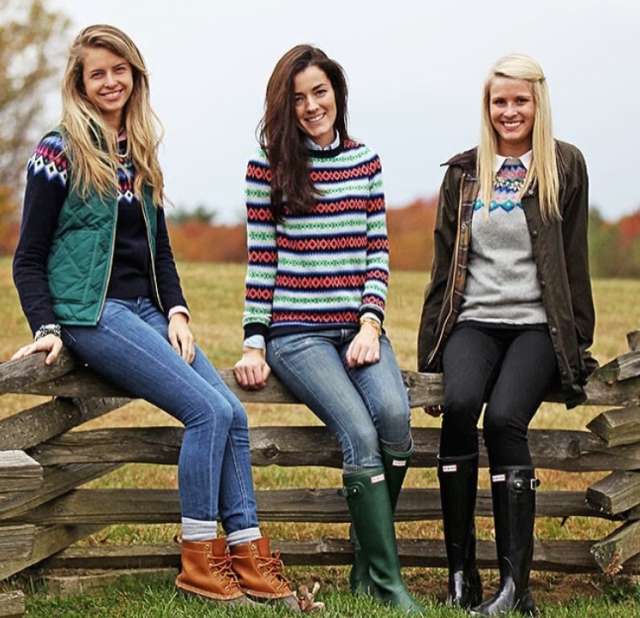 Devon, Sarah, and Macy in their beautiful fair isle sweaters, C/O